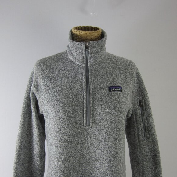 Patagonia Womens Medium Gray Heather LS Better Sweater 1/4-Zip Fleece Pullover - Picture 9 of 11